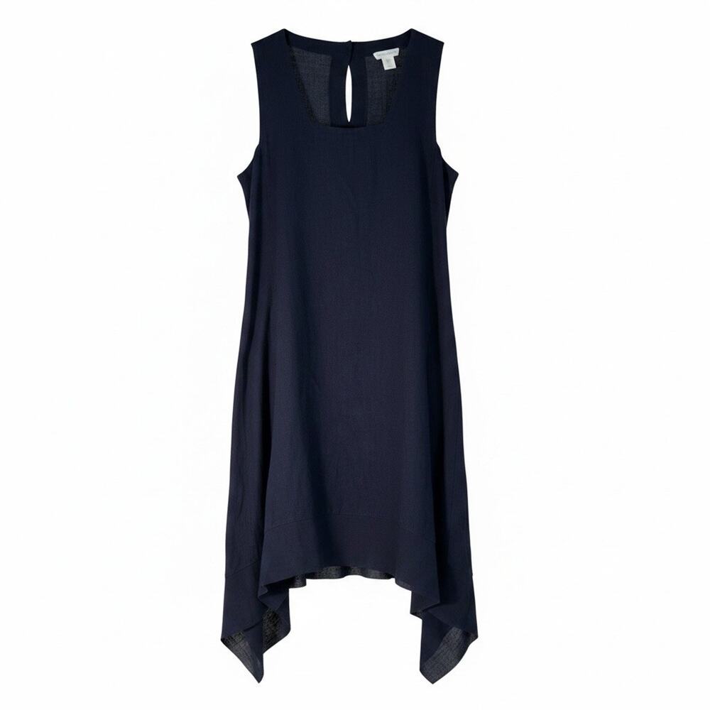 NWT Cynthia Rowley Women Dress Linen Blend Asymetric Navy Blue Size 1X
